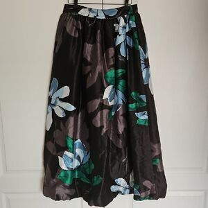 Lord & Taylor Black Floral Maxi Skirt With Petticoat